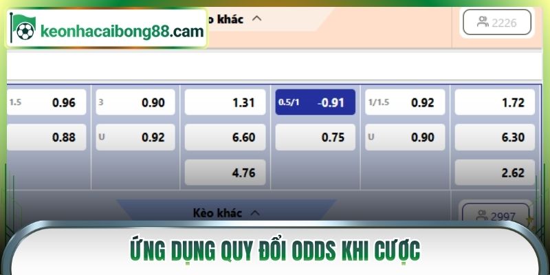 Ứng dụng quy đổi odds khi cược