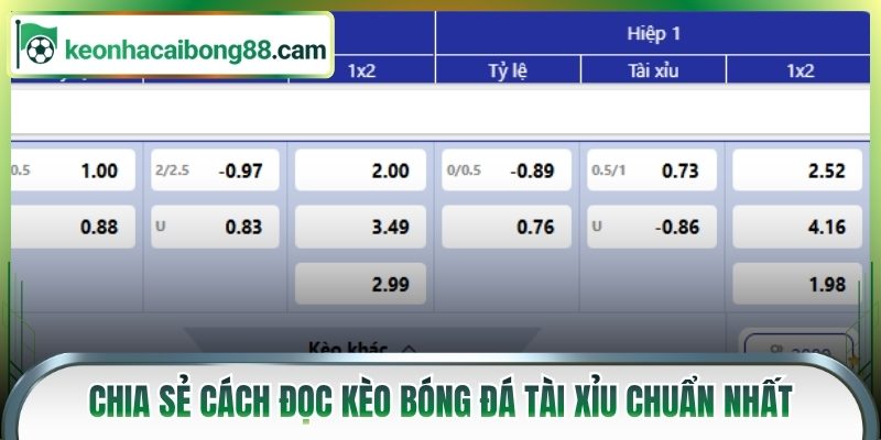 Chia sẻ cách đọc kèo bóng đá tài xỉu chuẩn nhất