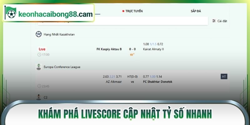 Khám phá livescore cập nhật tỷ số nhanh